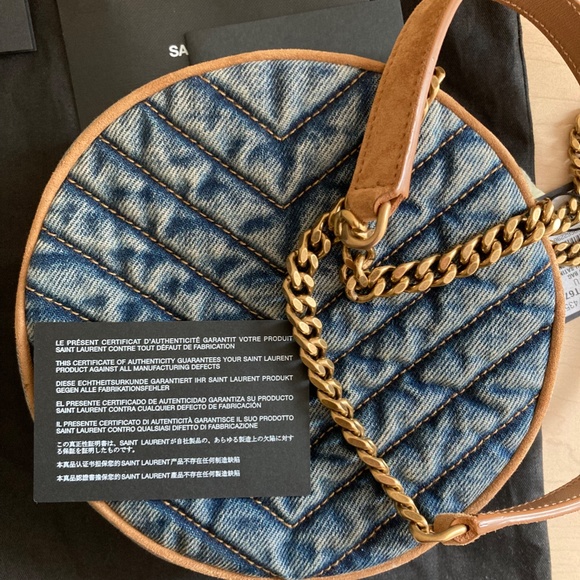 Yves Saint Laurent Nile Round Matelassé Denim Bag Vinyle Denim DEADSTOCK - Picture 11 of 12